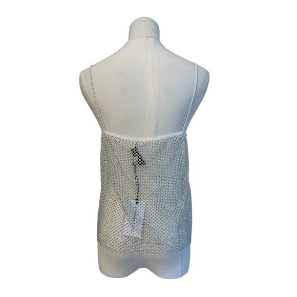 NWT WeWoreWhat X Revolve Crystal Mesh Cami Womens Size Medium Club Rave Glitter - Picture 3 of 8
